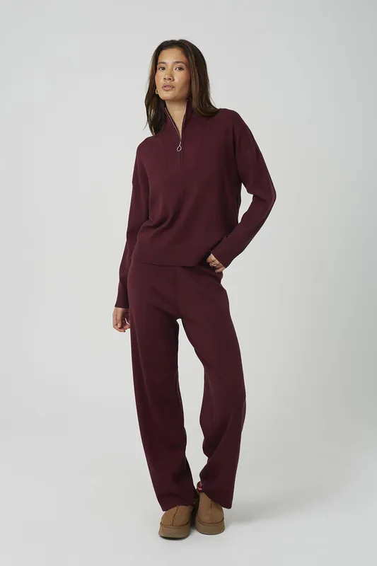 Knitted Zip Neck Jumper and Trouser Set - Brave Soul