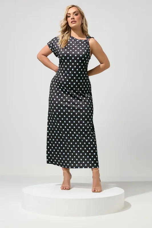 Polka Dot Buckle Detail Maxi Dress - Yours