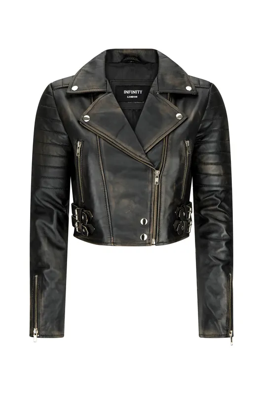 Leather Jacket Cross Zip Biker Brando Classic - TruClothing