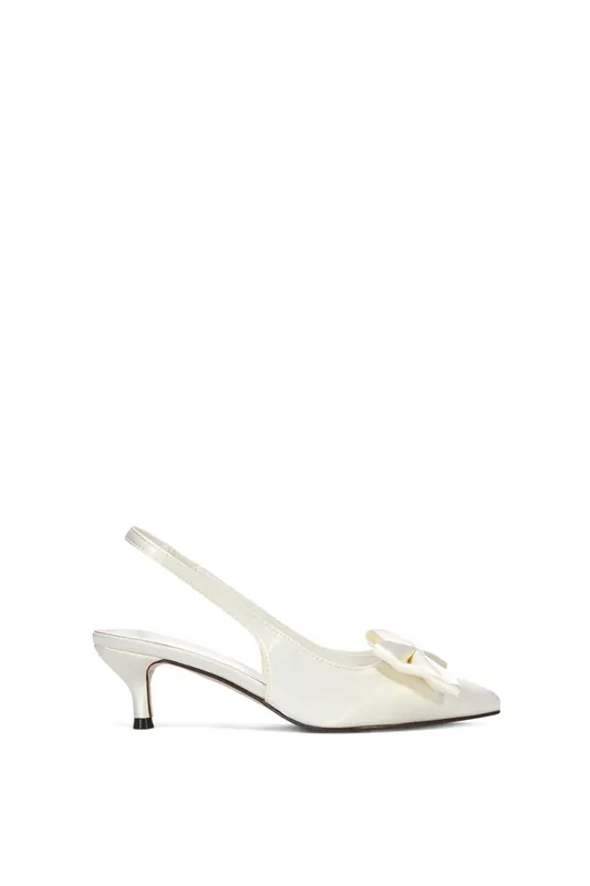 Larna' Slingback Kitten Heel Pointed Toe Bridal Shoes - XY London