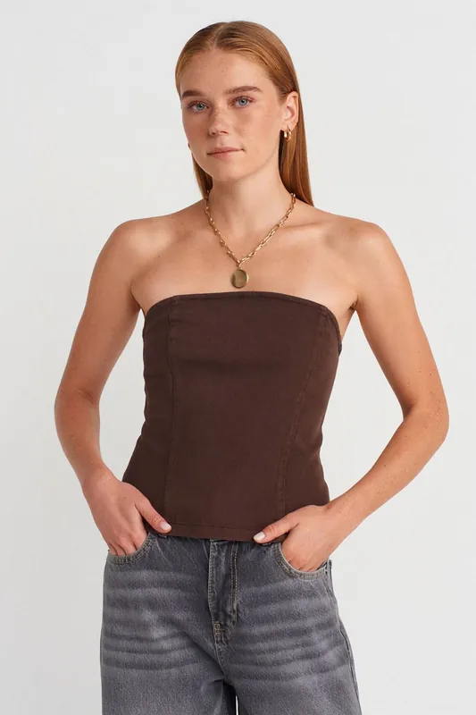 Strapless Fitted Peplum Blouse - Dilvin
