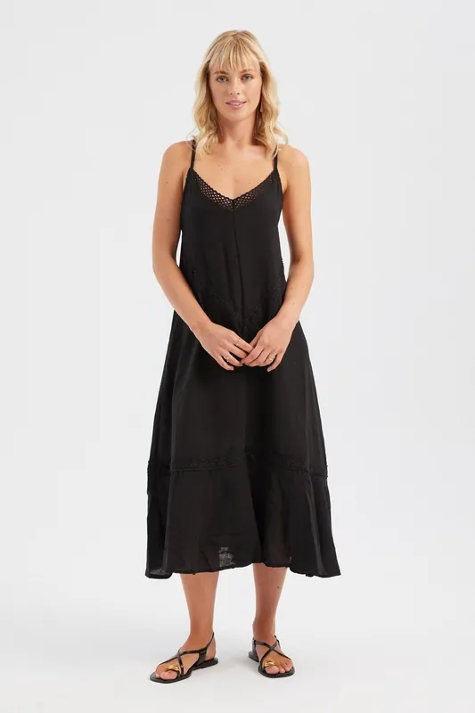 Plunge Neck Strappy Midi Dress - Hiccup
