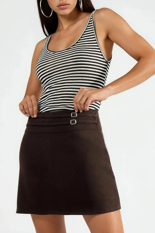 Belt Detailed Mini Skort - QU Style