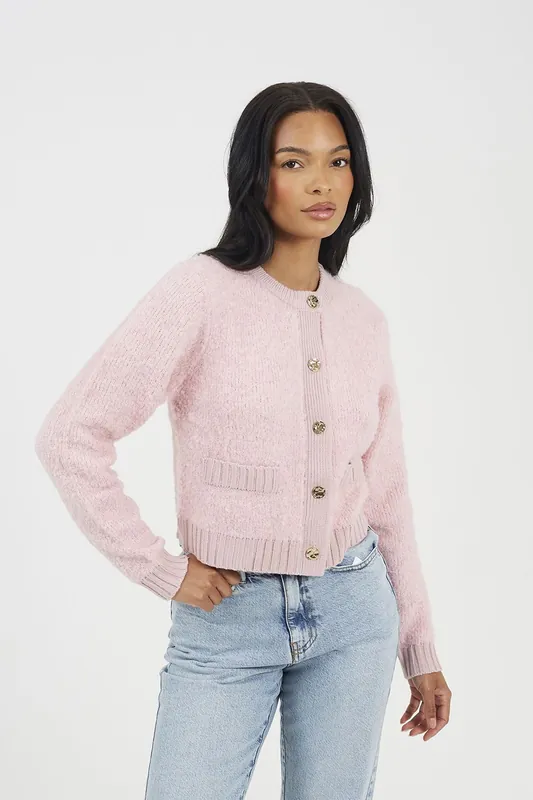 Button Through Boucle Cardigan - Brave Soul