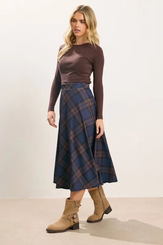 Petite Check Midi A-Line Skirt