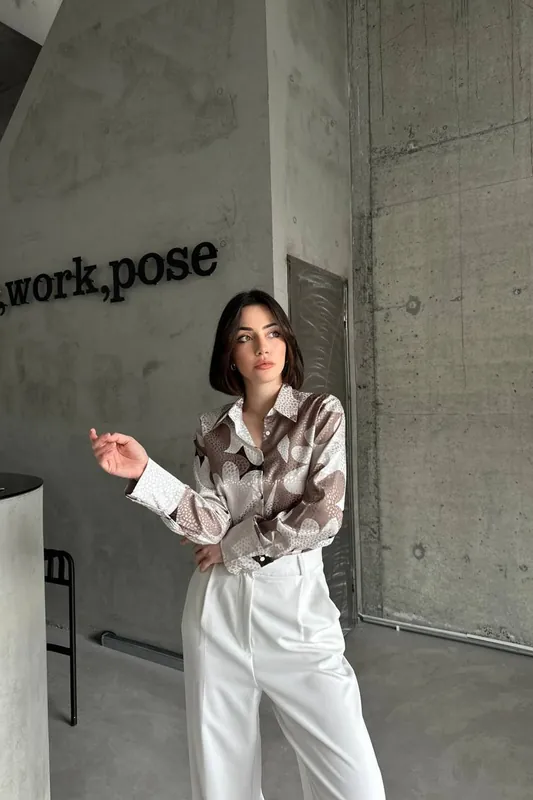 Geometric Pattern Button-Up Shirt