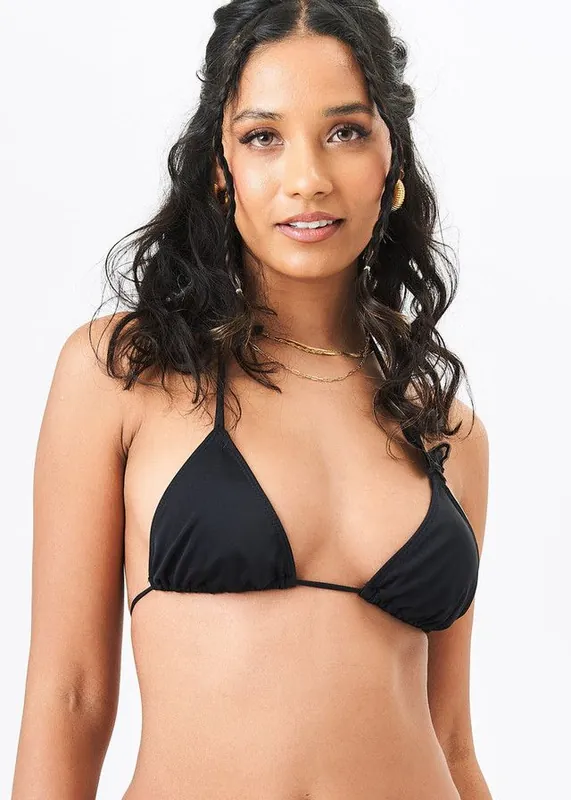 Black Butterfly Detail Triangle Bikini Top - Gini London