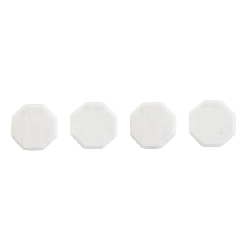 Set Of Four White Marble Octagonal Coasters, Durable Natural Stone Coasters - Orsina