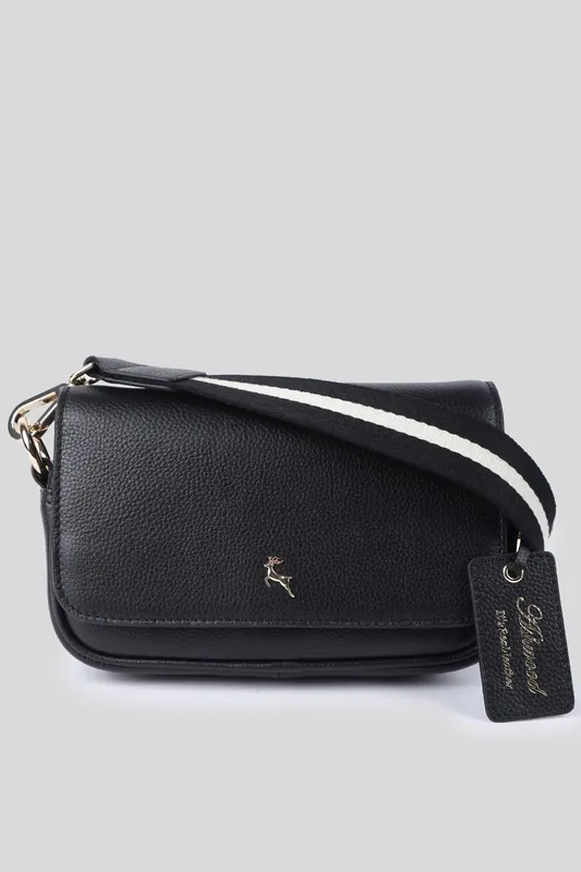 'Eleganza Milano' Real Leather Flapover Crossbody Bag - Ashwood Leather