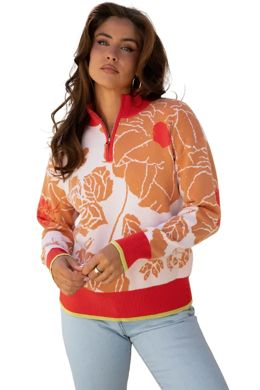 Floral Print Pullover Sweater - Everyday The Label