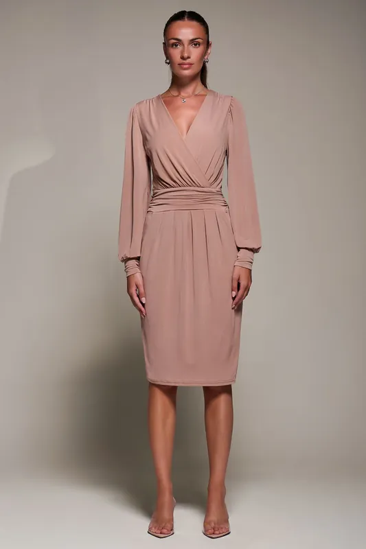 Long Balloon Sleeve Jersey Midi Dress - Jolie Moi