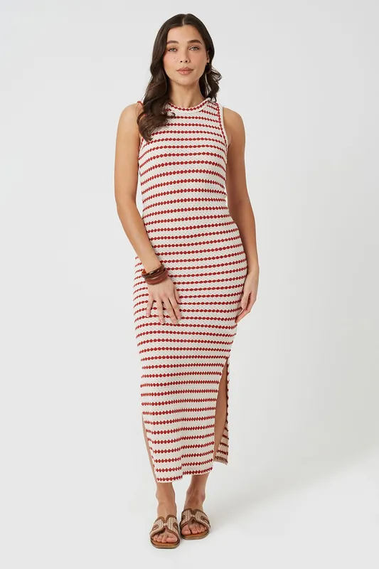 Textured Jersey Sleeveless Stripe Maxi Dress - Brave Soul