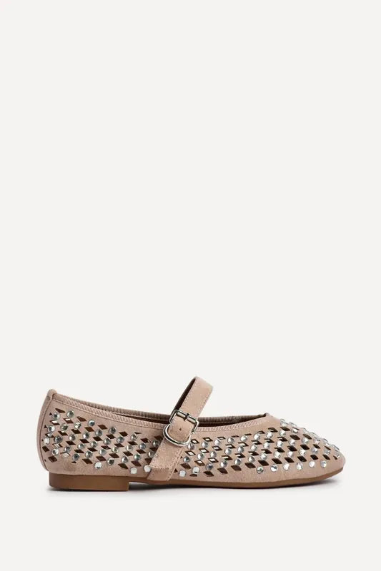 Delicate Nude Suede Ballet Pumps - Linzi