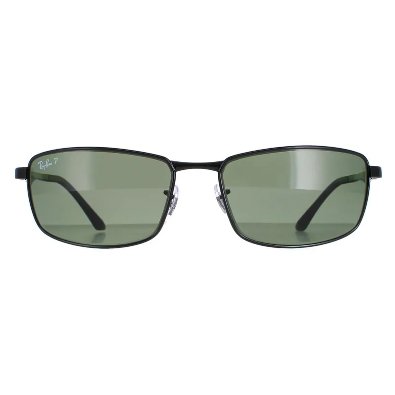 Rectangle Black Polarized Green Sunglasses - Ray-Ban
