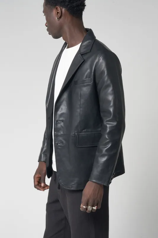 Oversized Leather Blazer - Barneys Originals