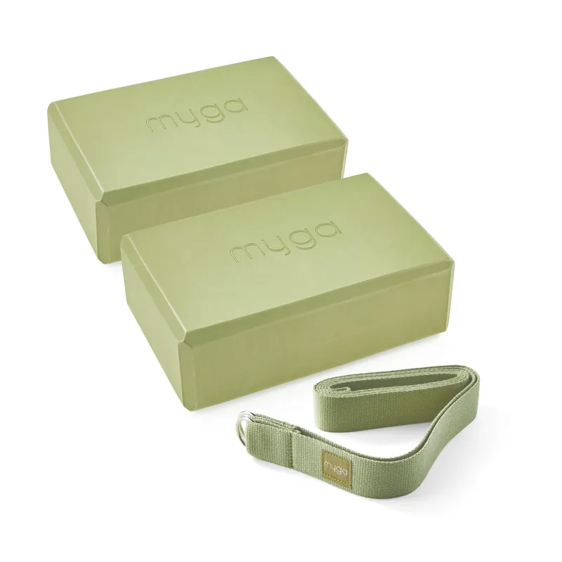 2 Yoga Blocks and Strap Set - Myga
