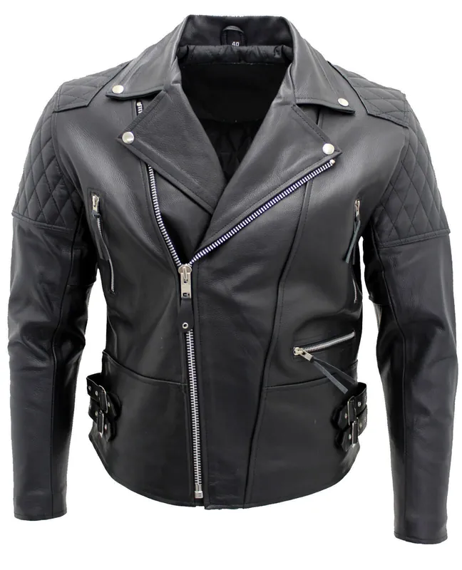 Cowhide Leather Biker Jacket-Nassau