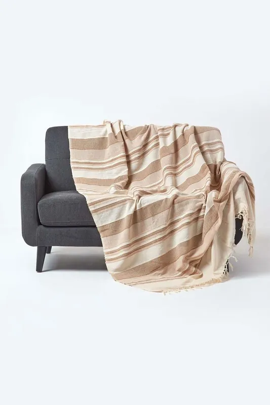 Cotton Morocco Striped Throw - Homescapes