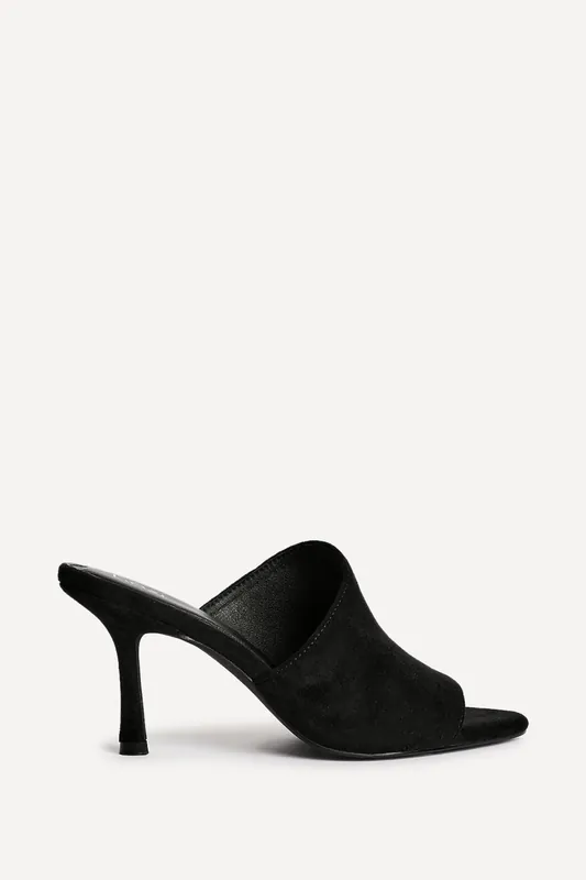 Monarch Black Peep Toe Mule Heels - Linzi