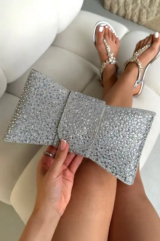 Crystal Luxe Bow Clutch Bag - Love Lemonade
