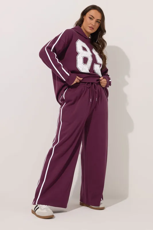 Wide Leg Side Stripe Joggers - Yours