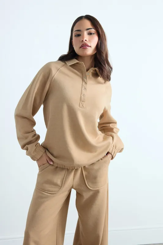 Petite Button Collar Sweatshirt - PixieGirl