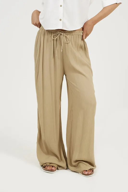 Crinkle Textured Drawcord Trousers - Brave Soul