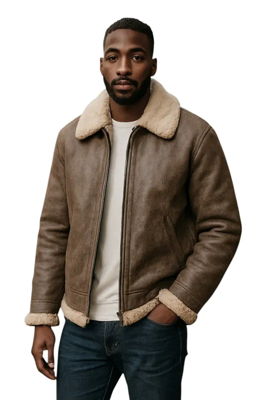 B3 WW2 Sheepskin Leather Flying Aviator Jacket-Paarl
