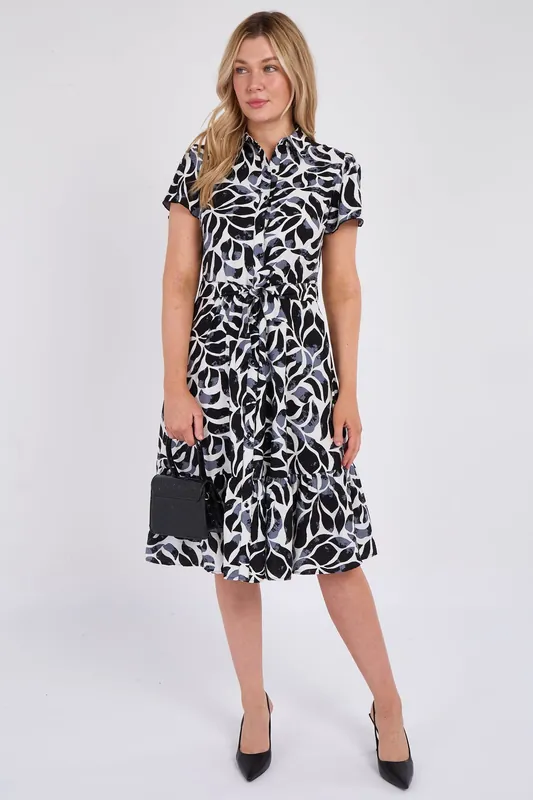 Grey Printed Short Sleeve Midi Dress - Love Sunshine