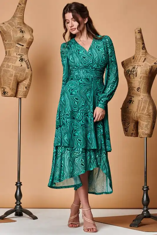 Asymmetrical Hem Mesh Midi Dress - Jolie Moi