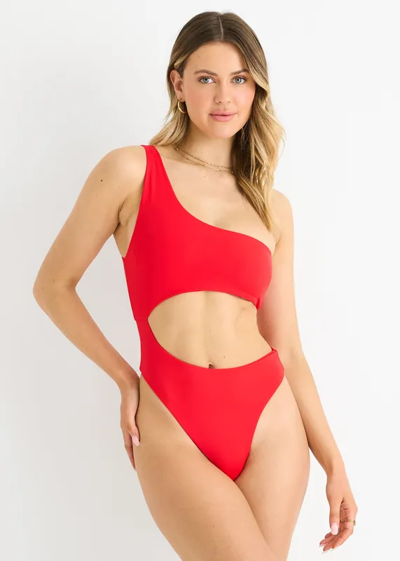 One Shoulder Cutout Swimsuit - Gini London