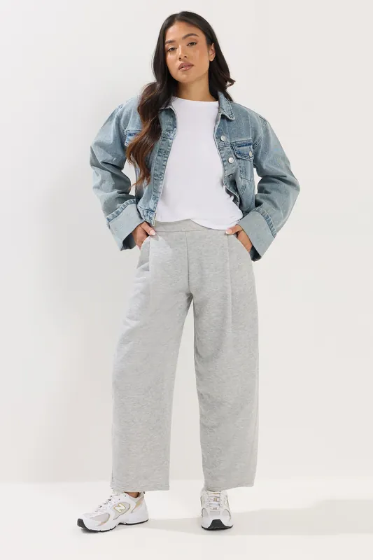 Petite Jersey Pleated Barrel Trousers - PixieGirl