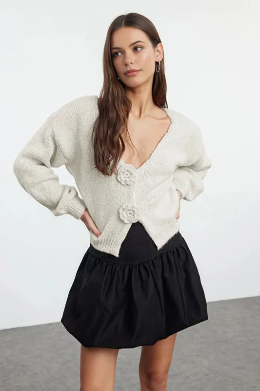 Soft Textured Knit Cardigan Rose Detail - WOVCOR