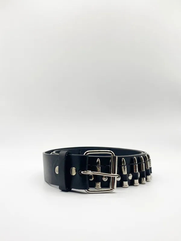 Black Bullet Belt with Metal Bullets - SVNX