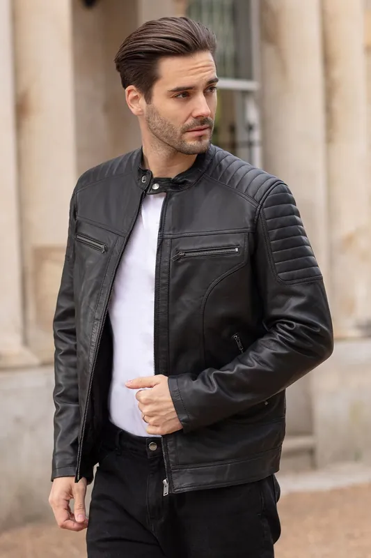 Montaro' Real Leather Biker Jacket - Ashwood Leather