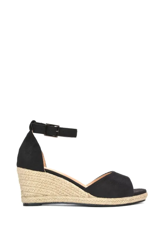 Angelica' Strappy Espadrille Wedge Heel Sandals With Peep Toe - XY London