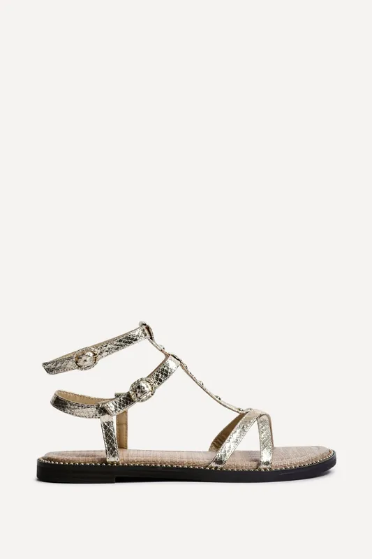 Indiana Gold Studded Gladiator Sandals - Linzi