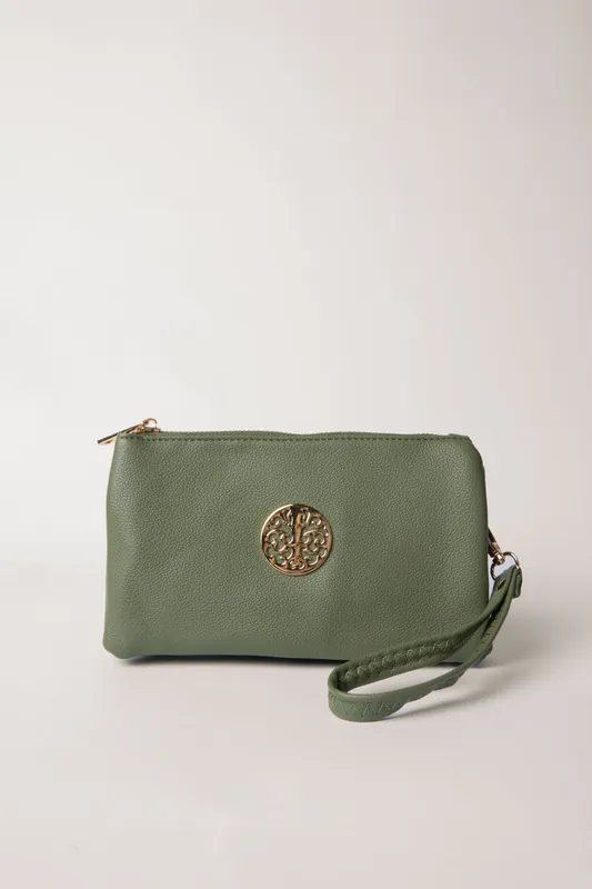Detailed Zip Up Purse With Detachable Strap - Blue Vanilla