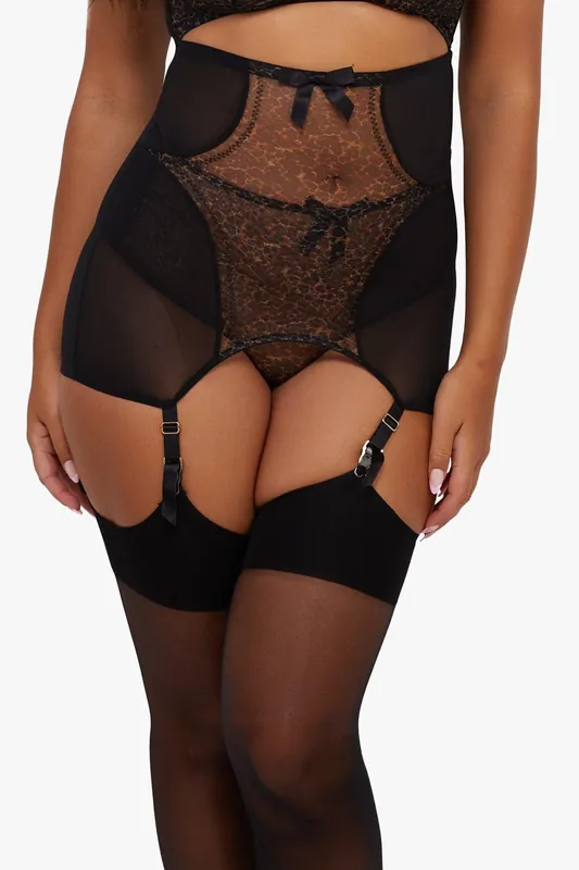 Hazel Leopard Print Girdle - Bettie Page Lingerie