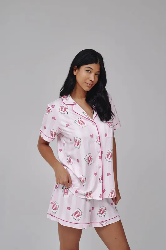 Leopard Stripe Shirt And Short Pj Set - Loungeable