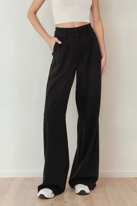 High Waist Pleated Palazzo Pants - Hiccup