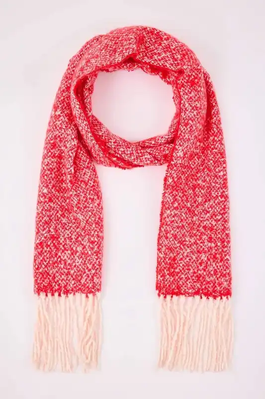 Contrast Tassel Marled Boucle Oversized Winter Scarf - WOVCOR