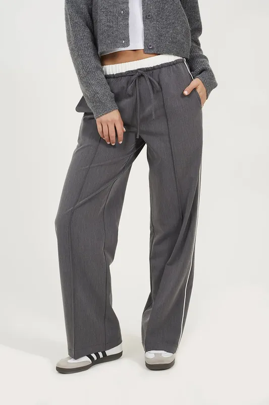 Contrast Waistband Tailored Trousers - Brave Soul