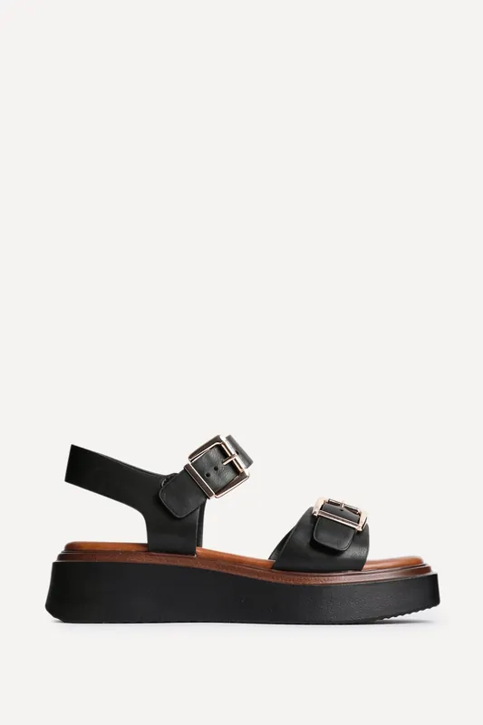 Preserve Black Flatform Sandals - Linzi