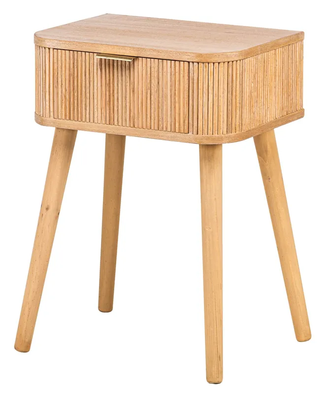Bedside Table 2 Drawers Natural Wood - Nordlys