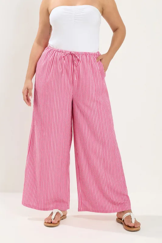 Striped Wide Leg Trousers - Yours