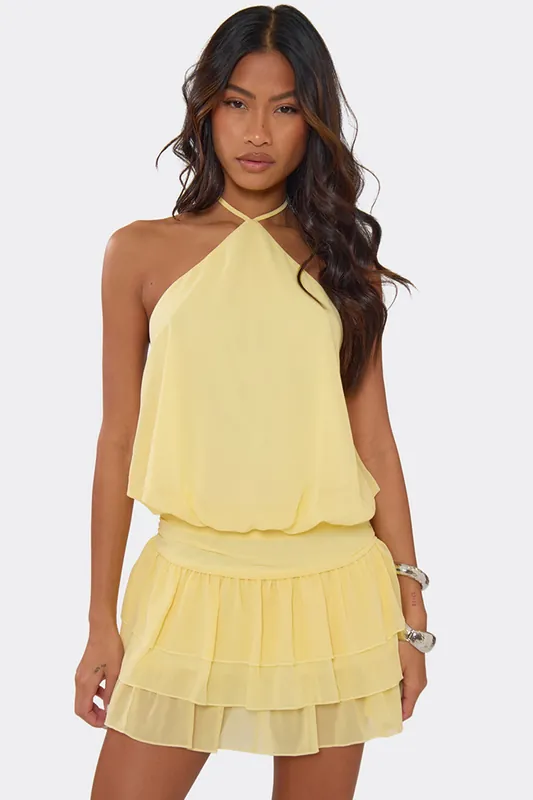 Sleeveless Ruffle Mini Dress - EGO