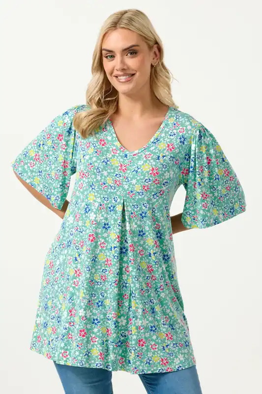 Floral Pleat Front Top - Yours