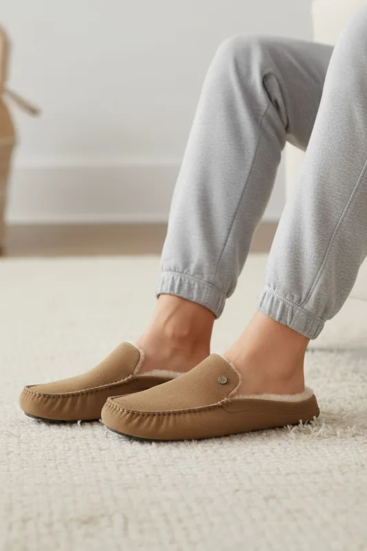 Walbrook Premium Suede Leather Fleece Lined Mens Winter Slippers - Silver Street London