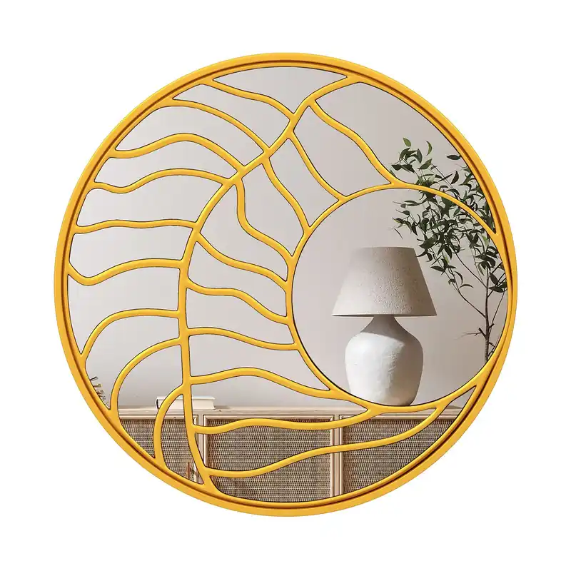 Gold Wall Mirror 80 cm Large Round Wall Decorative Mirror-Gold